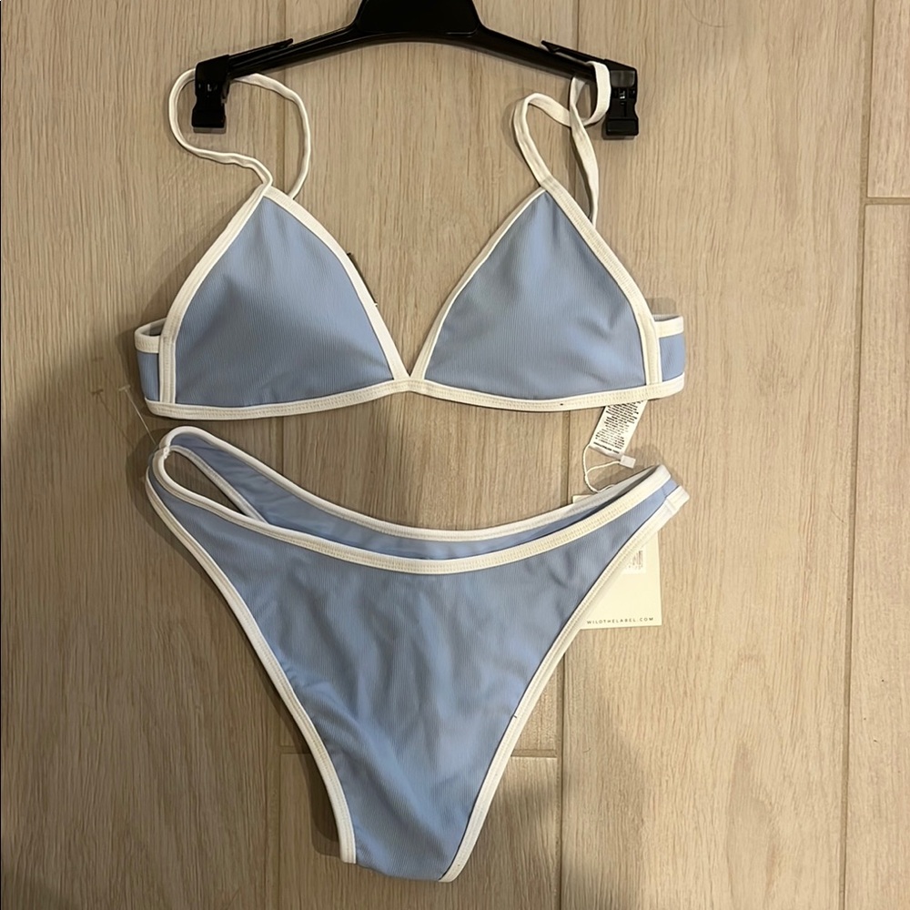 Light Blue and White Bikini Set